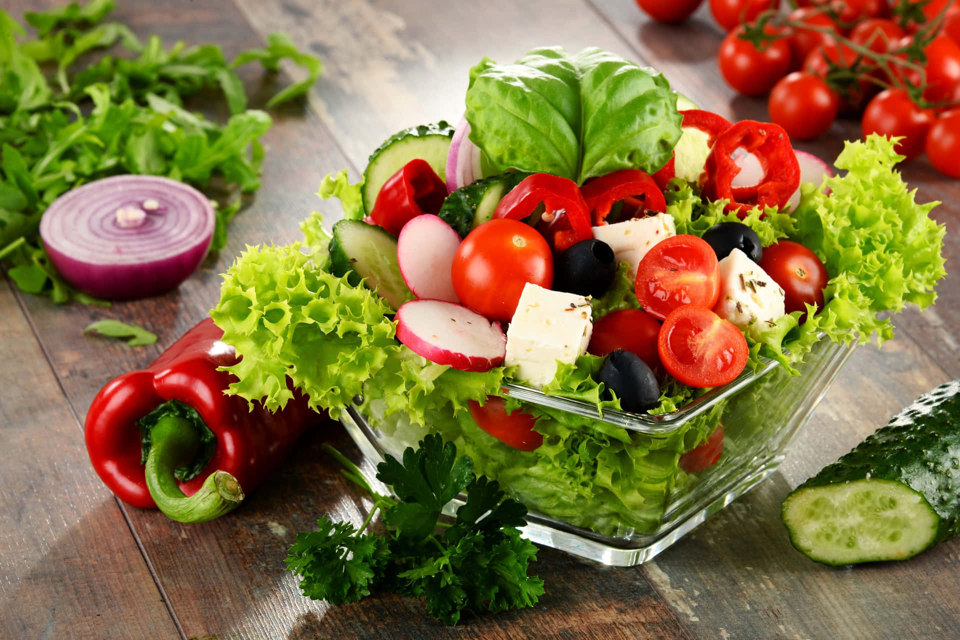 Healthy and colorful salad bowl