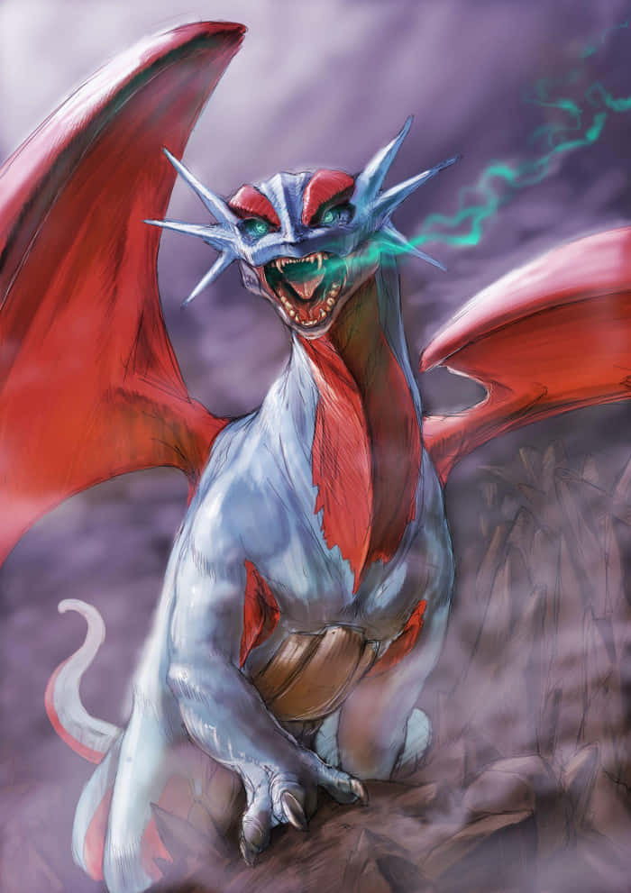 Salamence Eng Scary Lichtblauwe Rook Achtergrond