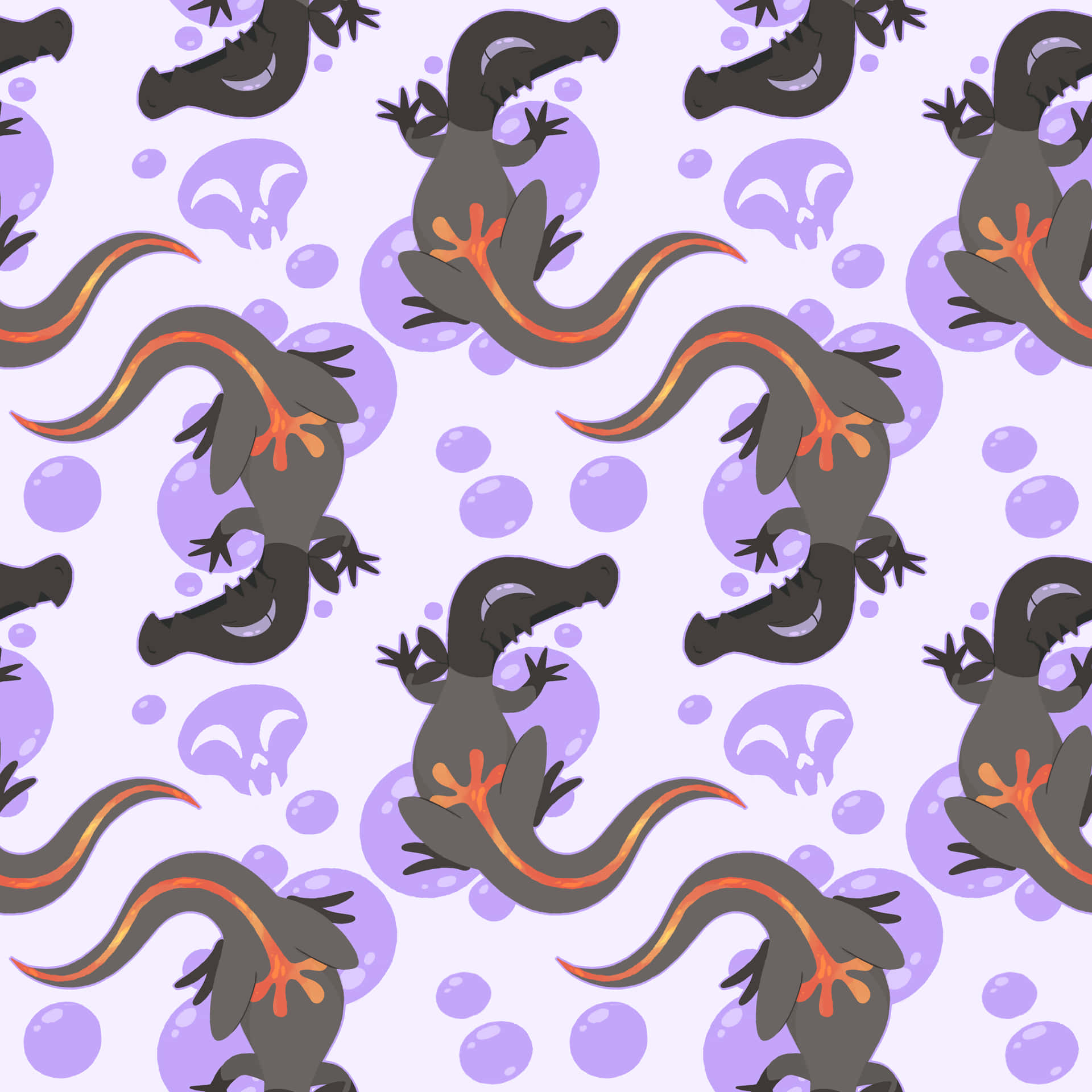 Salandit Pattern With Purple Skulls Wallpaper