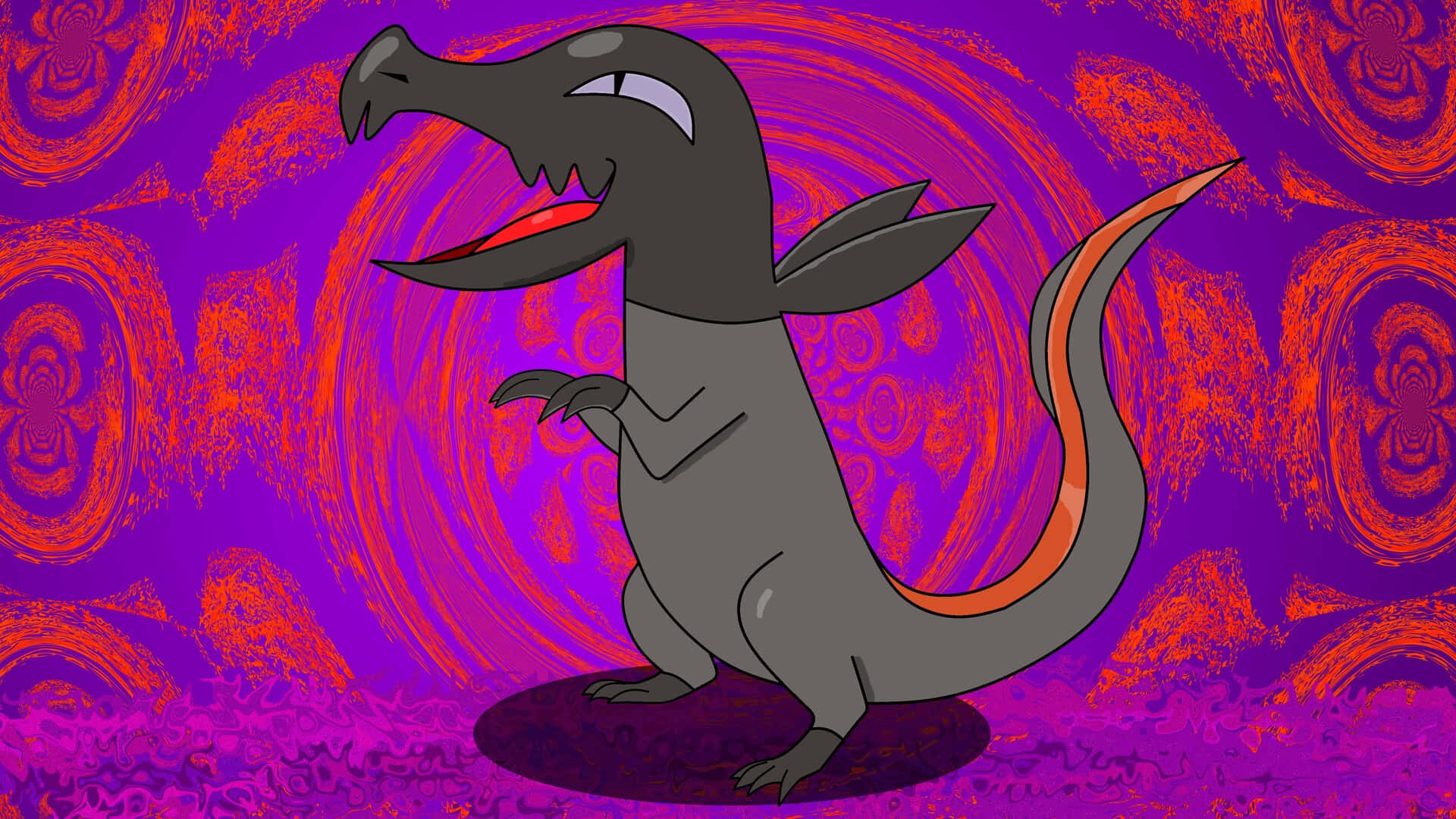 Salandit With Red And Purple Background Wallpaper