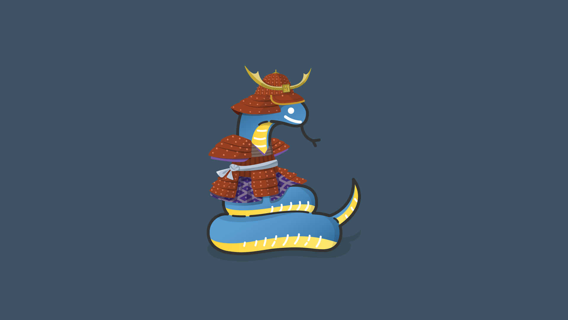 A Blue Snake With A Samurai Outfit Wallpaper