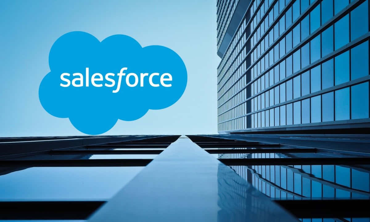 Salesforce Logo With A Building In The Background