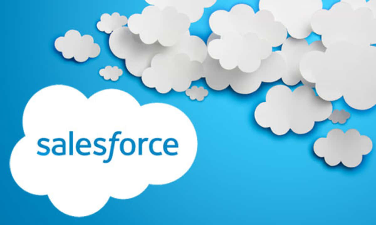 Salesforce Logo With White Clouds Wallpaper