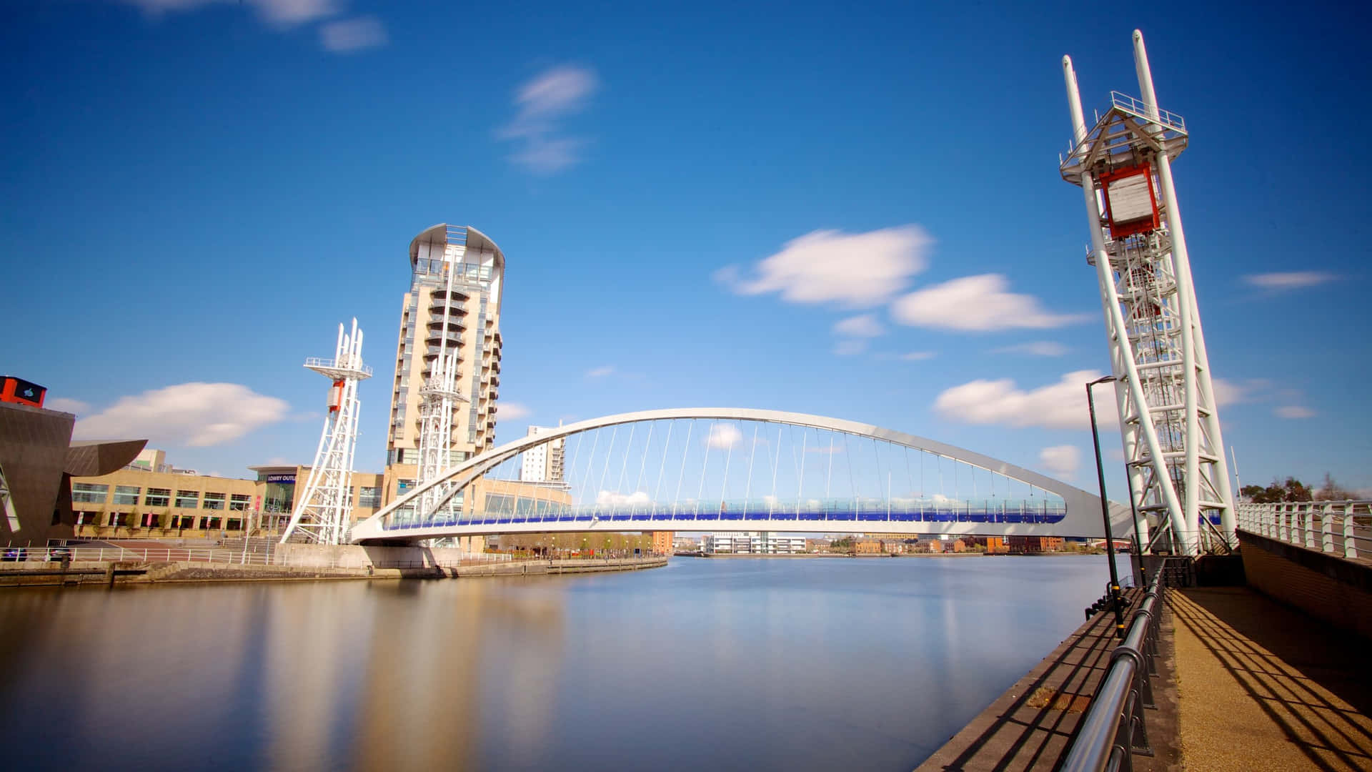 Salford Quays Arch Bridgeand Tower Wallpaper