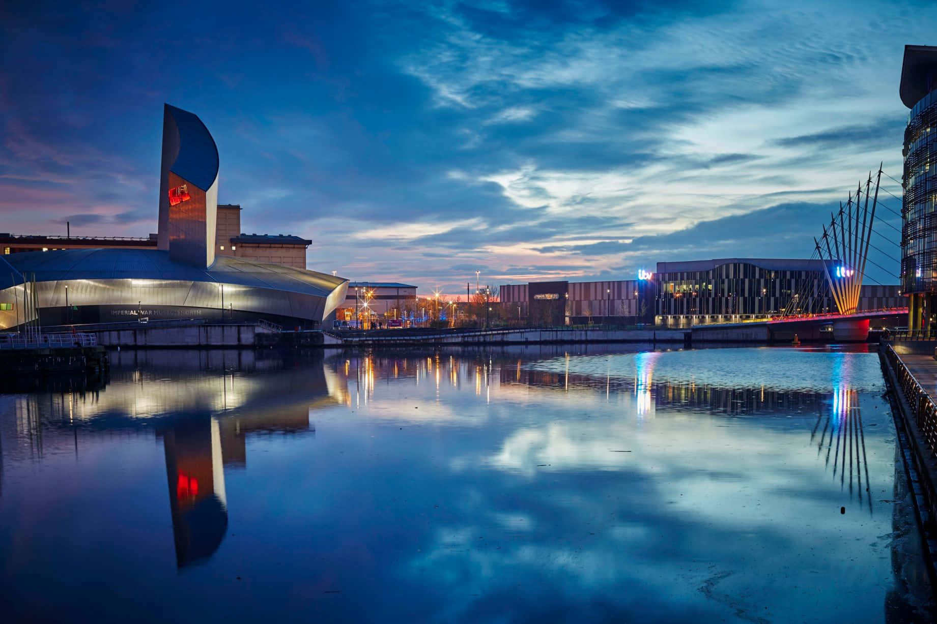 Salford Quays Dusk Reflections Wallpaper