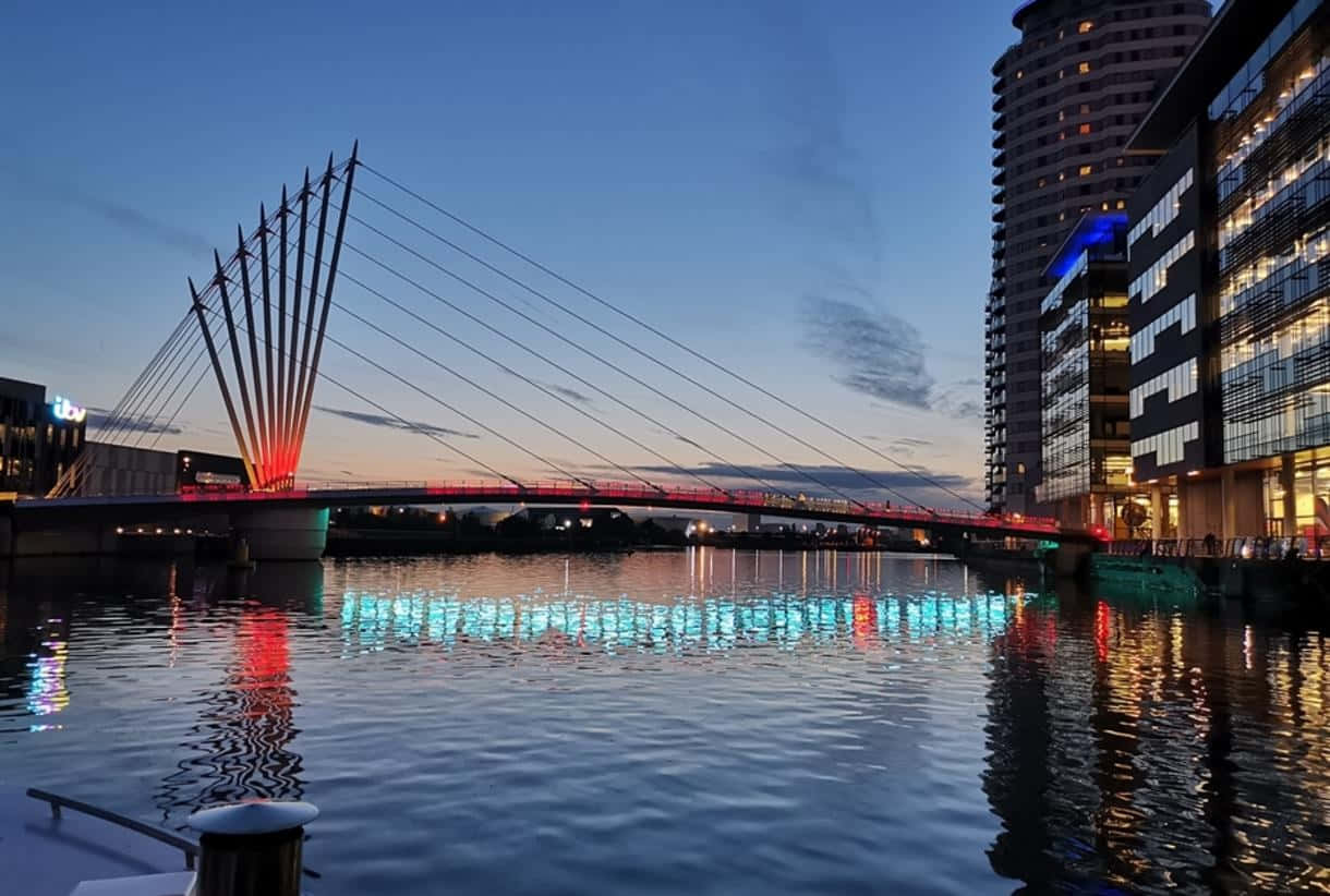 Salford Quays Dusk Skyline Wallpaper