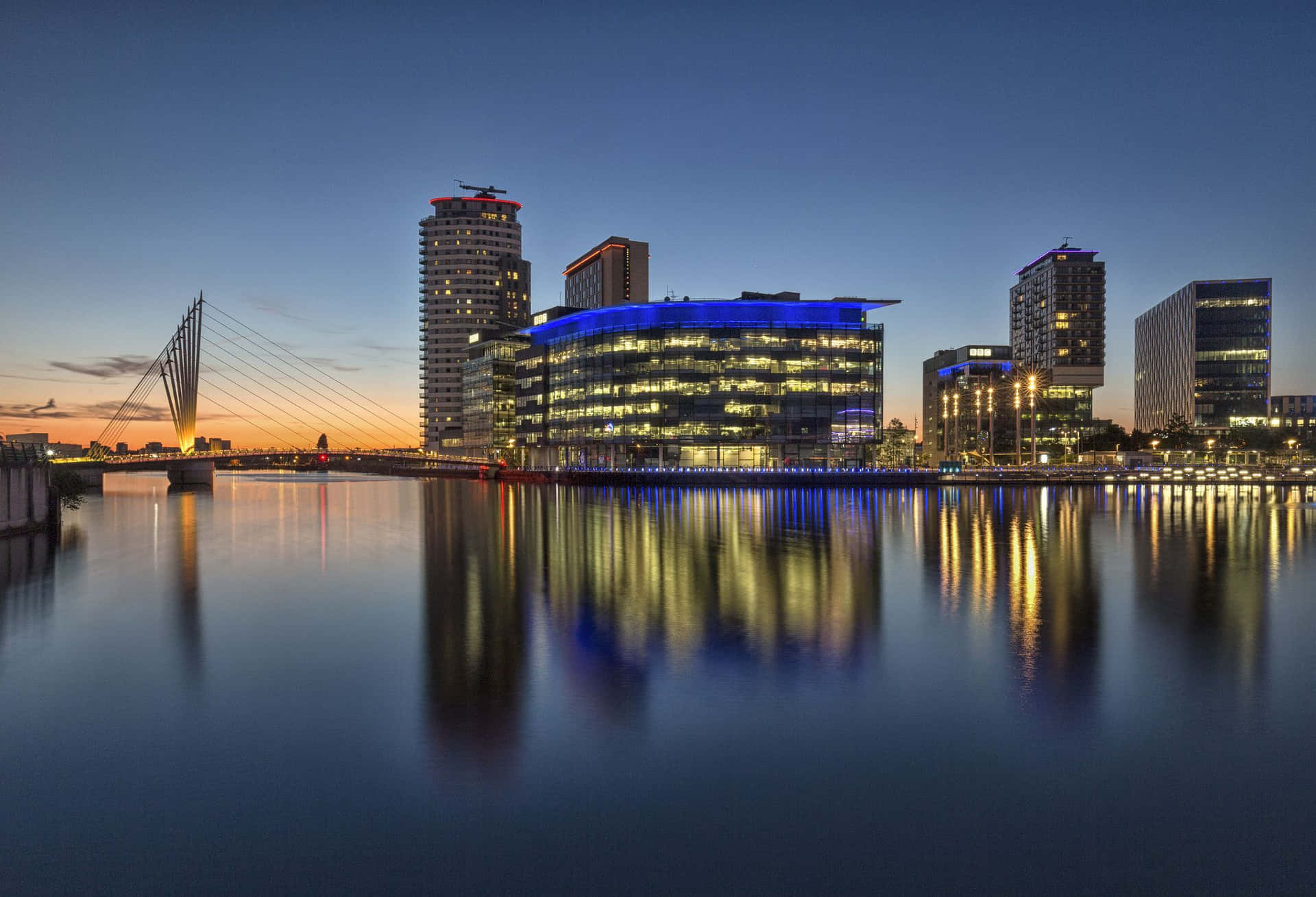 Salford Quays Skyline Dusk Wallpaper