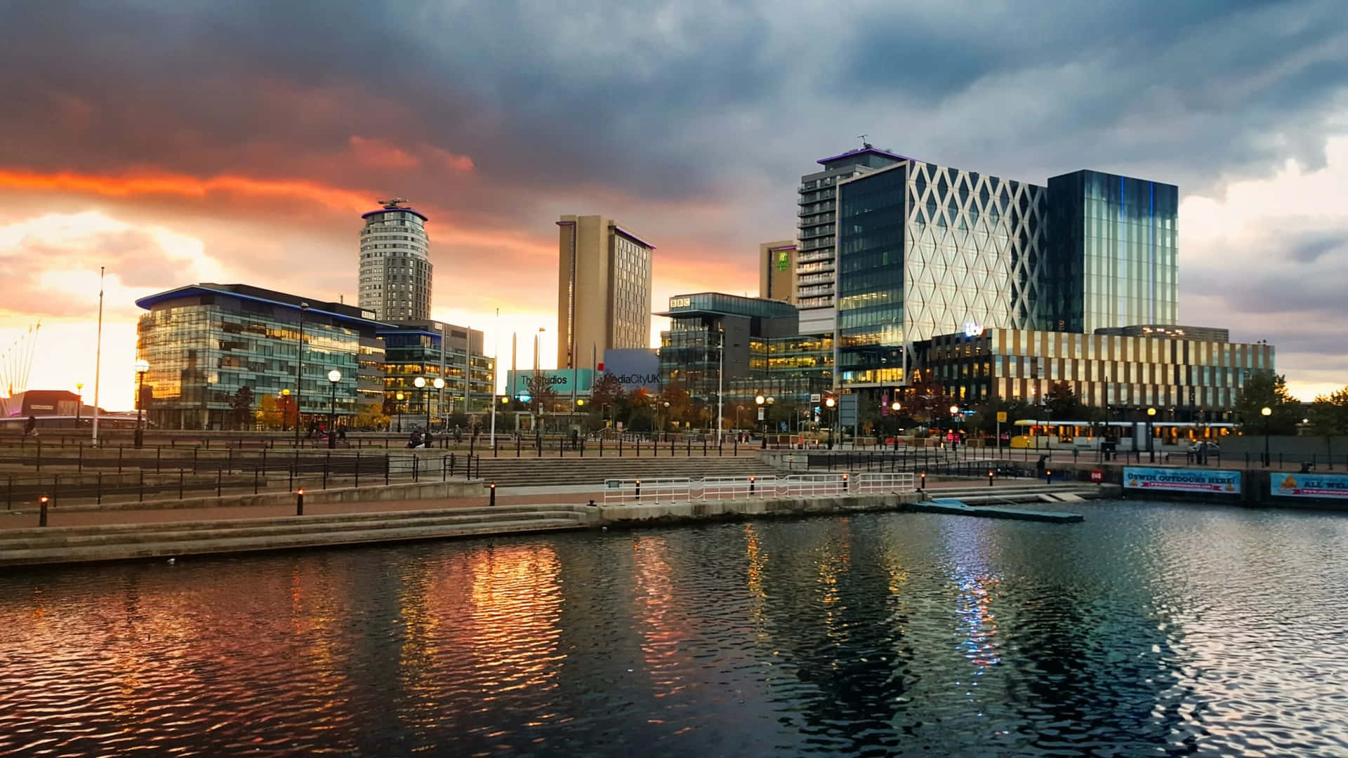 Salford Quays Sunset Skyline Wallpaper