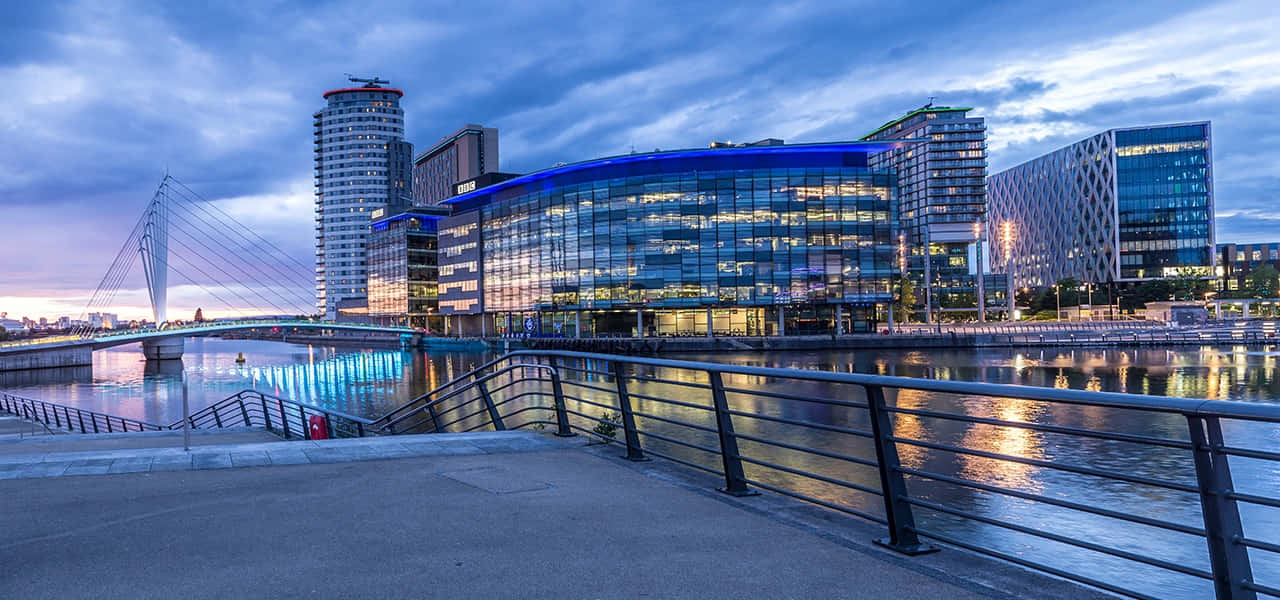 Salford Quays Waterfront Dusk Wallpaper