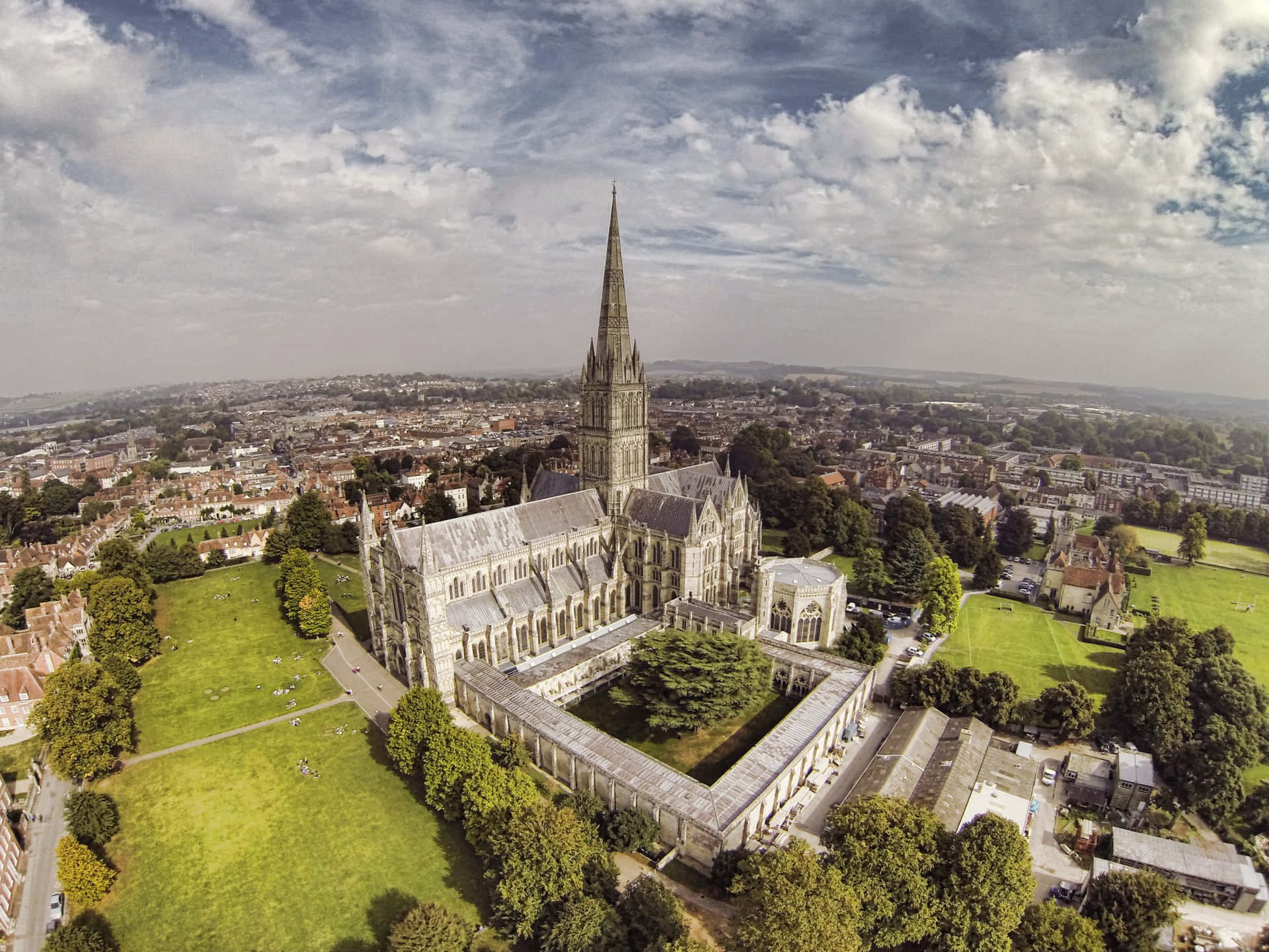 Salisbury Cathedral Aerial View Wallpaper