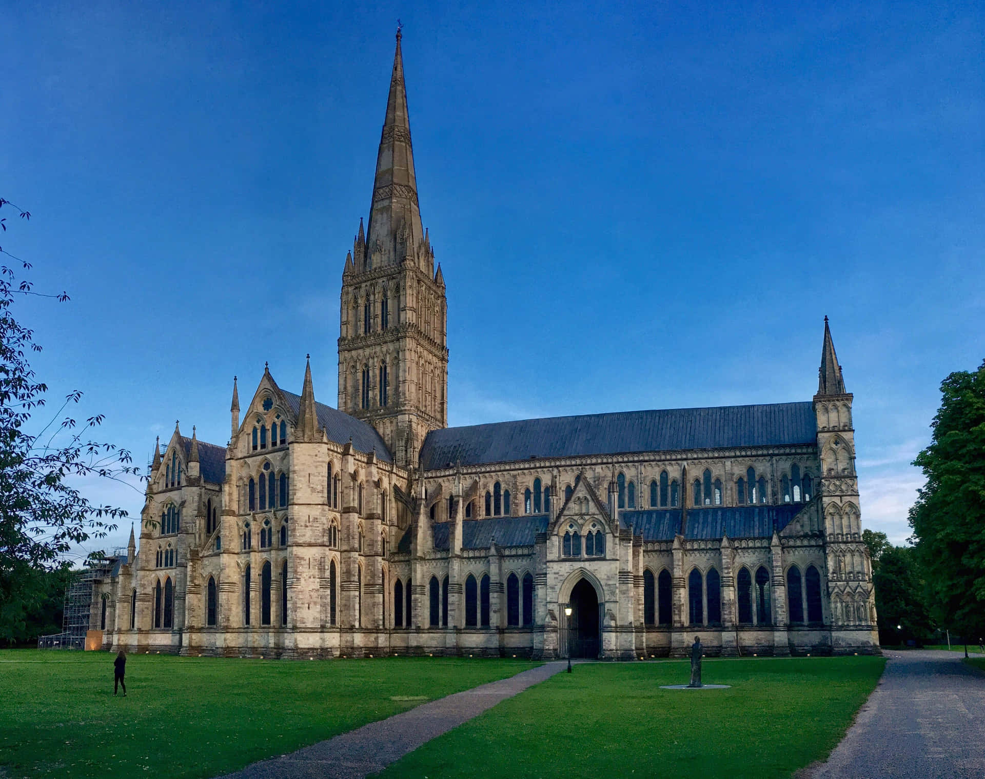 Salisbury Katedral Skumringsutsikt Bakgrunnsbildet