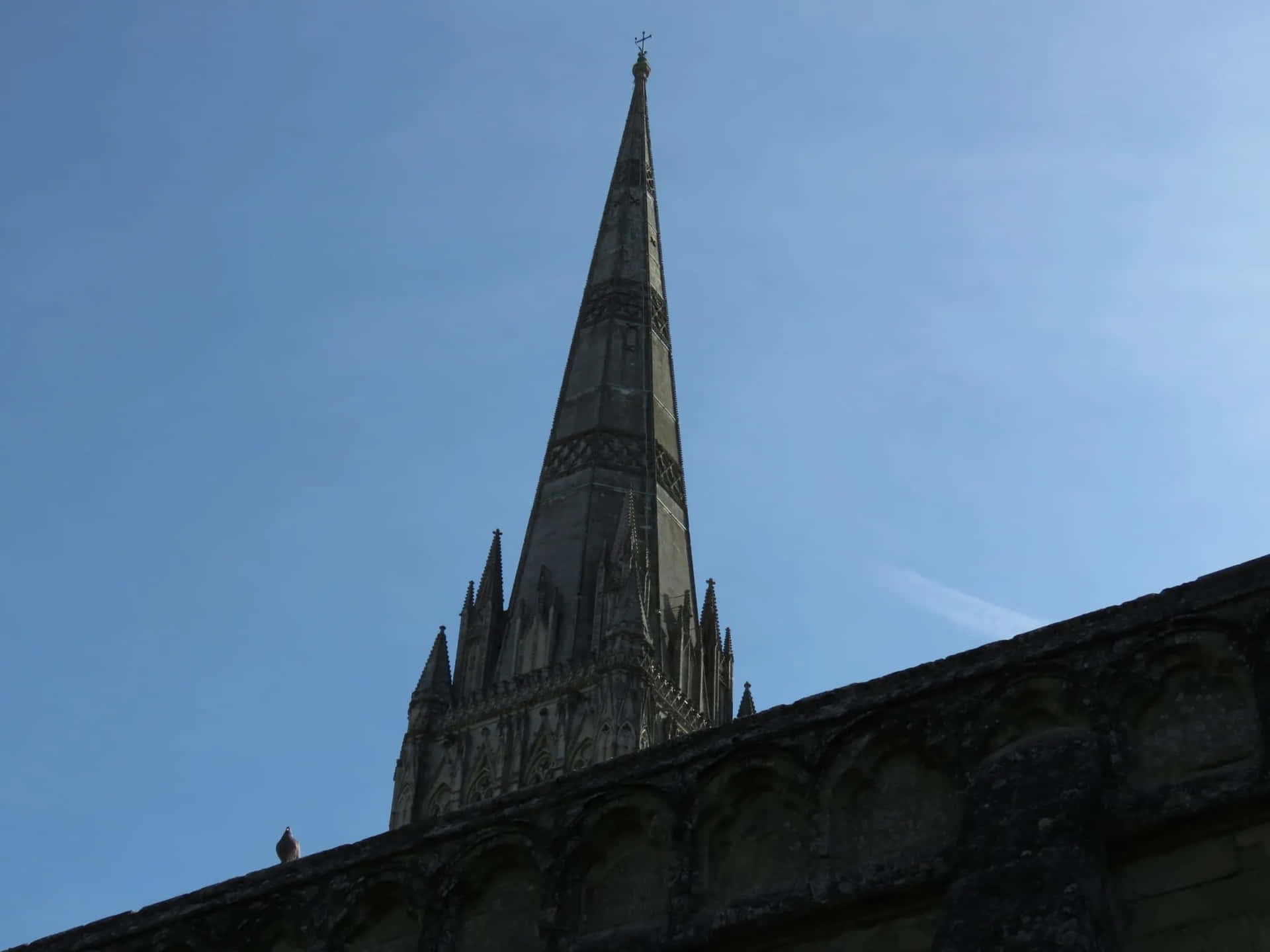 Salisbury Cathedral Spire Silhouette Wallpaper