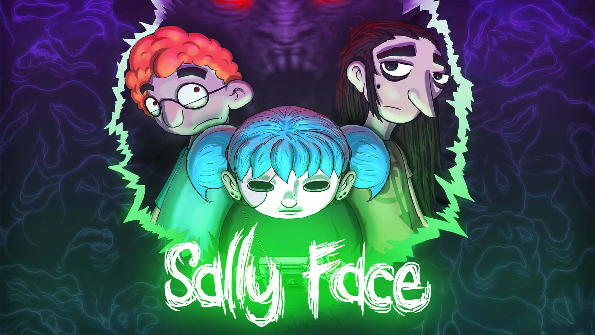 A mysterious and engaging Sally Face wallpaper featuring Sal Fisher in his iconic mask and eerie environment.