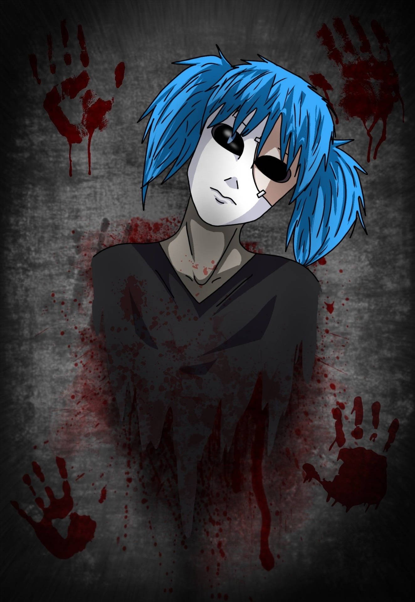 Sally Face And Bloody Handprints Wallpaper