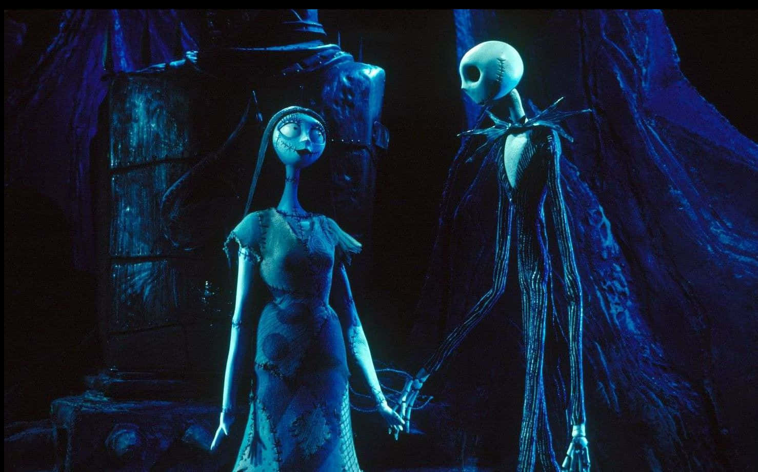 Sally And Jack In A Dark Nightmare Before Christmas Wallpaper