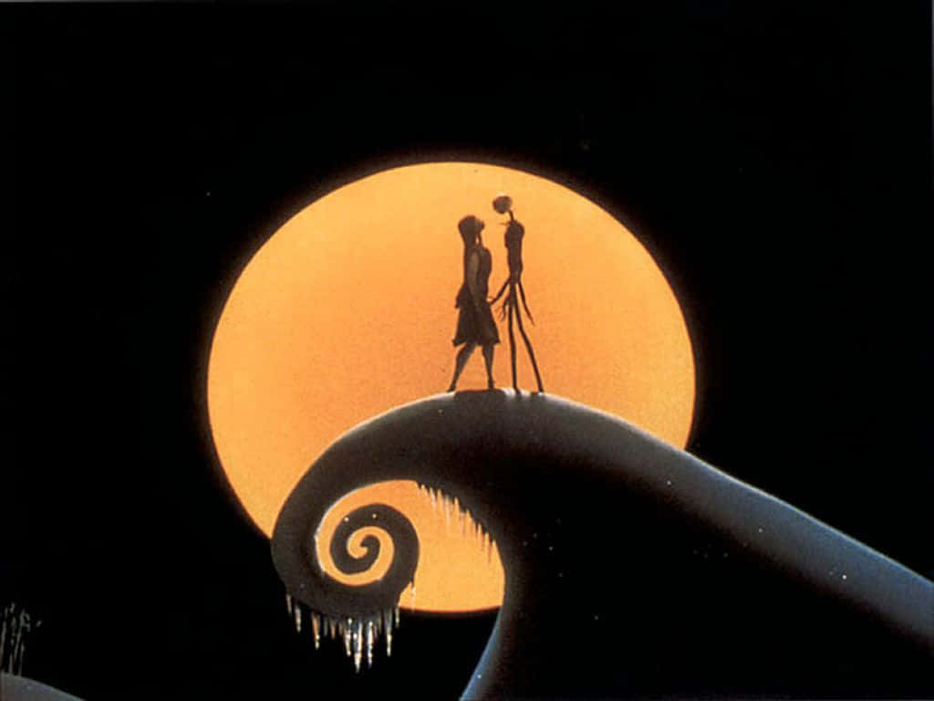 Silhouetted Sally And Jack Nightmare Before Christmas Wallpaper