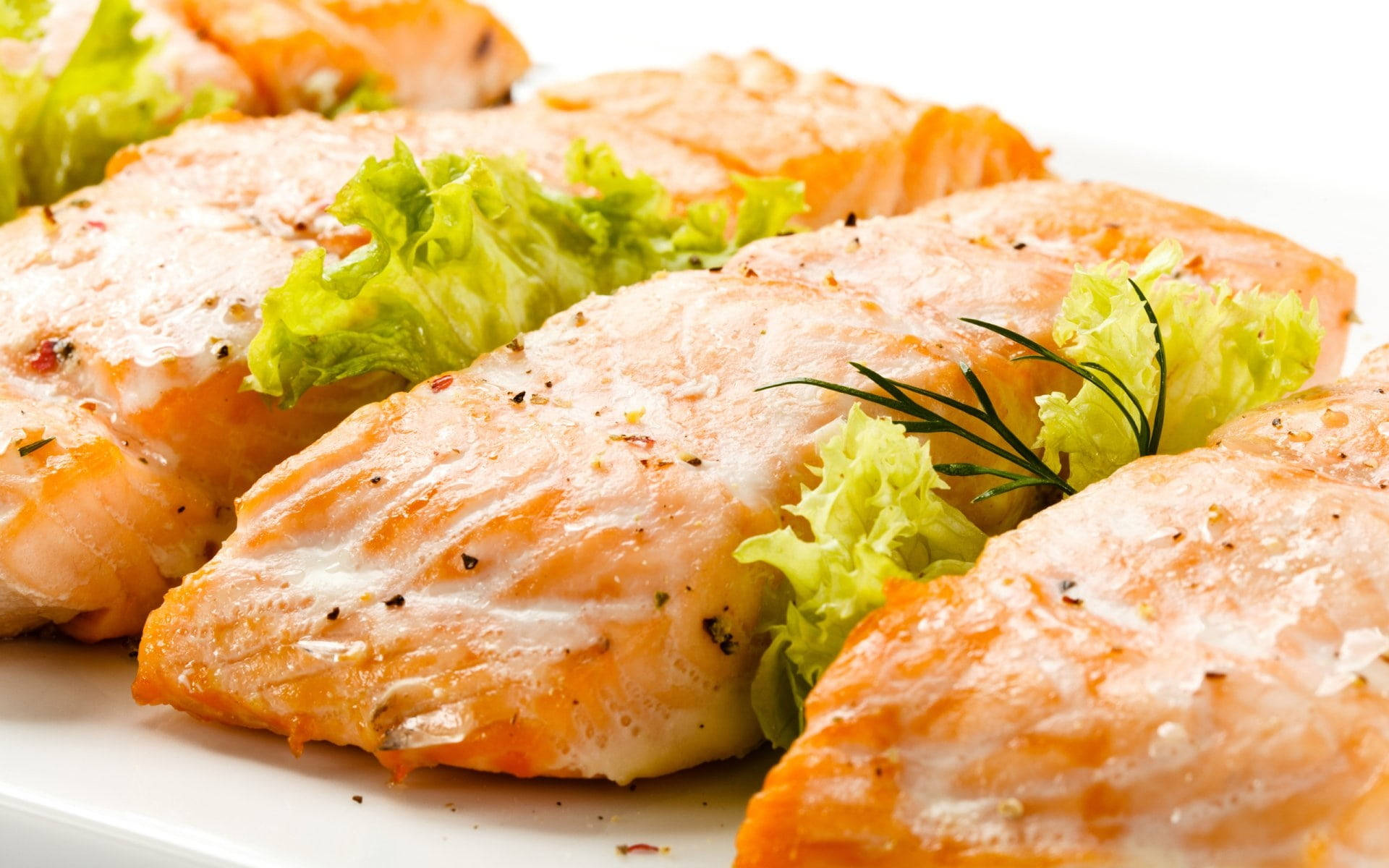 Salmon Pieces With Cabbage Wallpaper