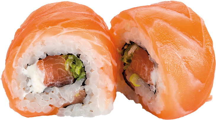 Salmon Sushi Roll Cut Open.png PNG