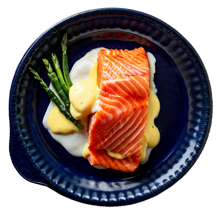 Salmon With Hollandaise Sauce Png Ueo PNG