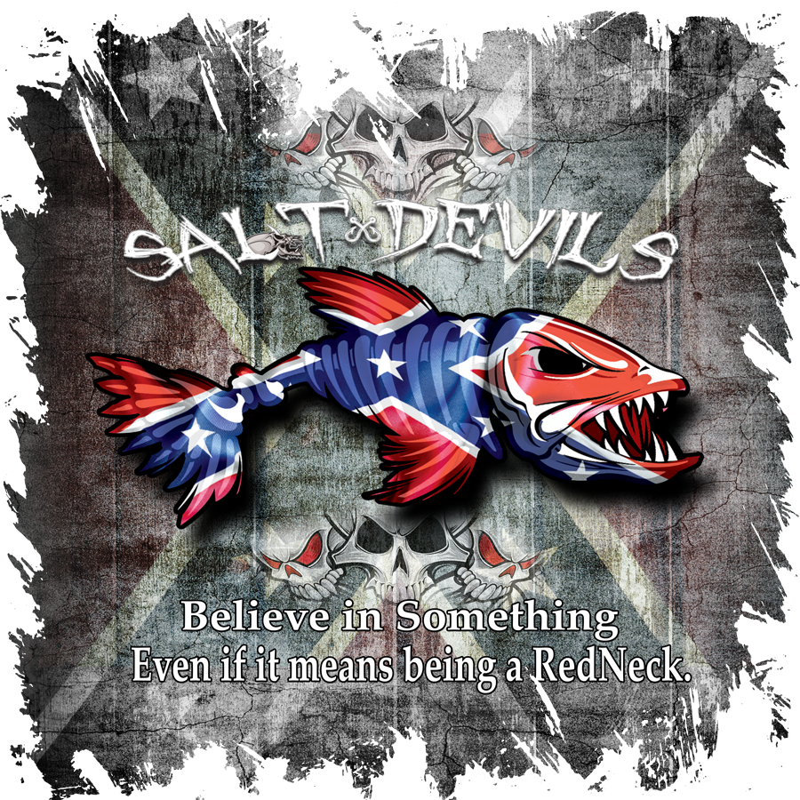 Saltwater Devils Redneck Patriotic Fish PNG