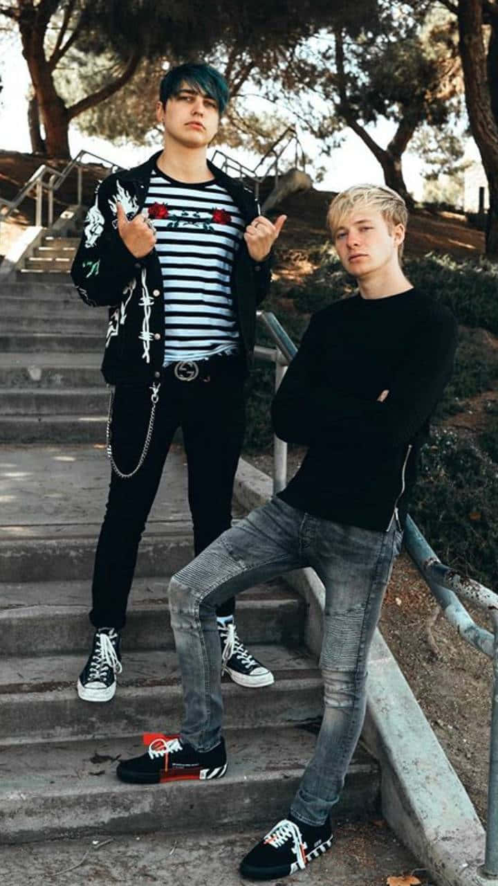 Sam And Colby Stairs Wallpaper