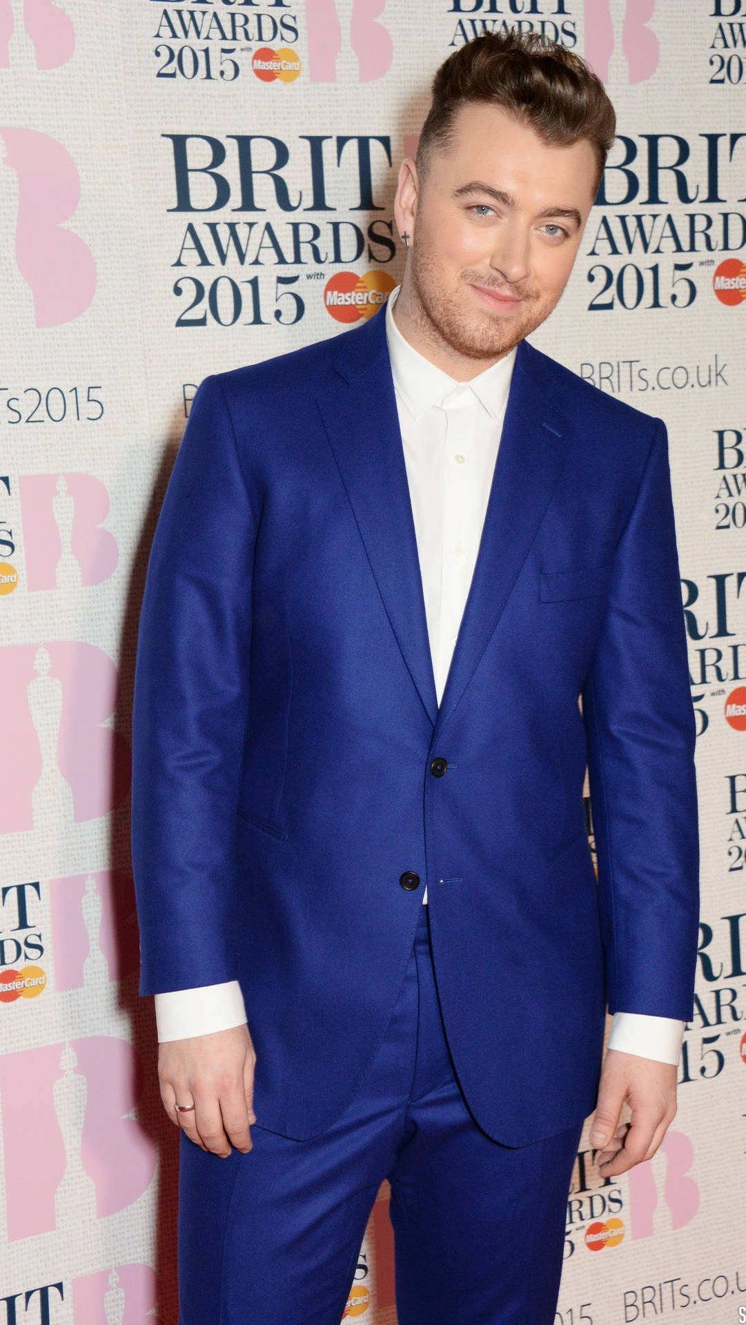 Sam Smith In Blue Suit Background