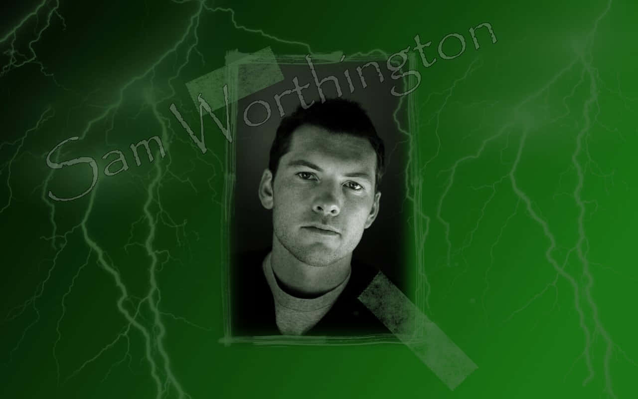 Sam Worthington Green Background Photo Wallpaper