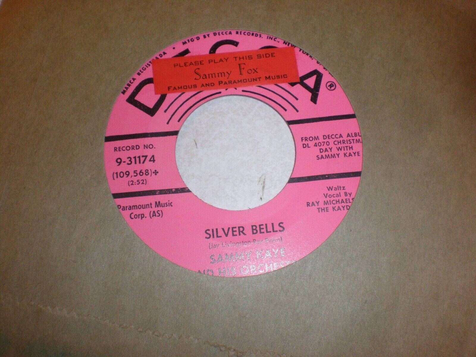 Sammy Kaye's Silver Bells Vinyl Record Wallpaper