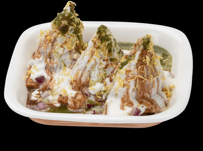 Samosa Chaat Delicious Indian Snack PNG