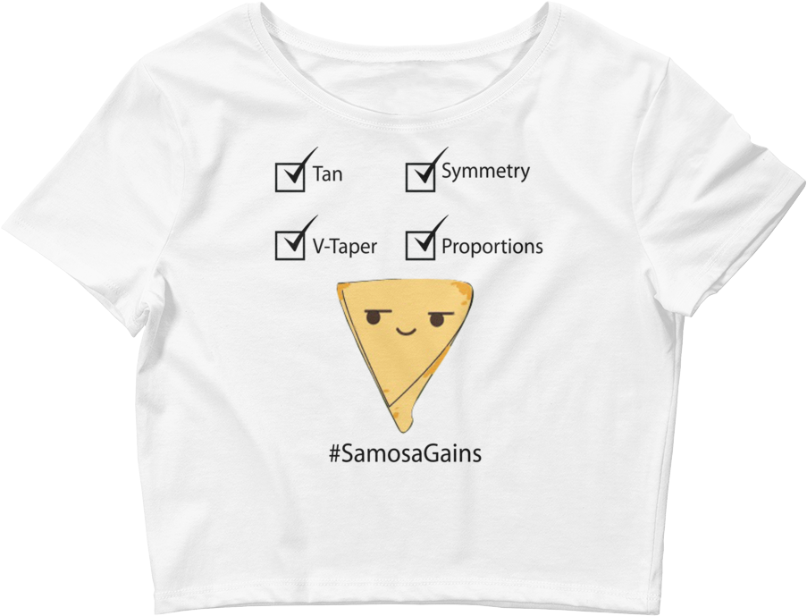 Samosa Gains Fitness Humor Crop Top PNG