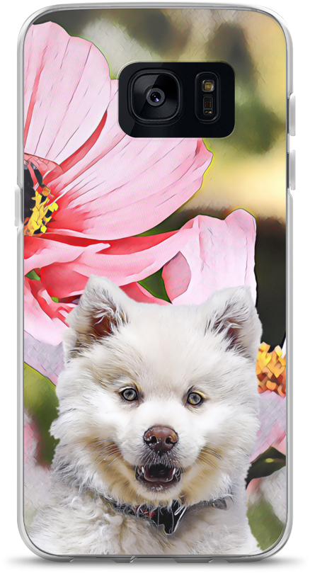 Samoyed Puppy Floral Phone Case PNG