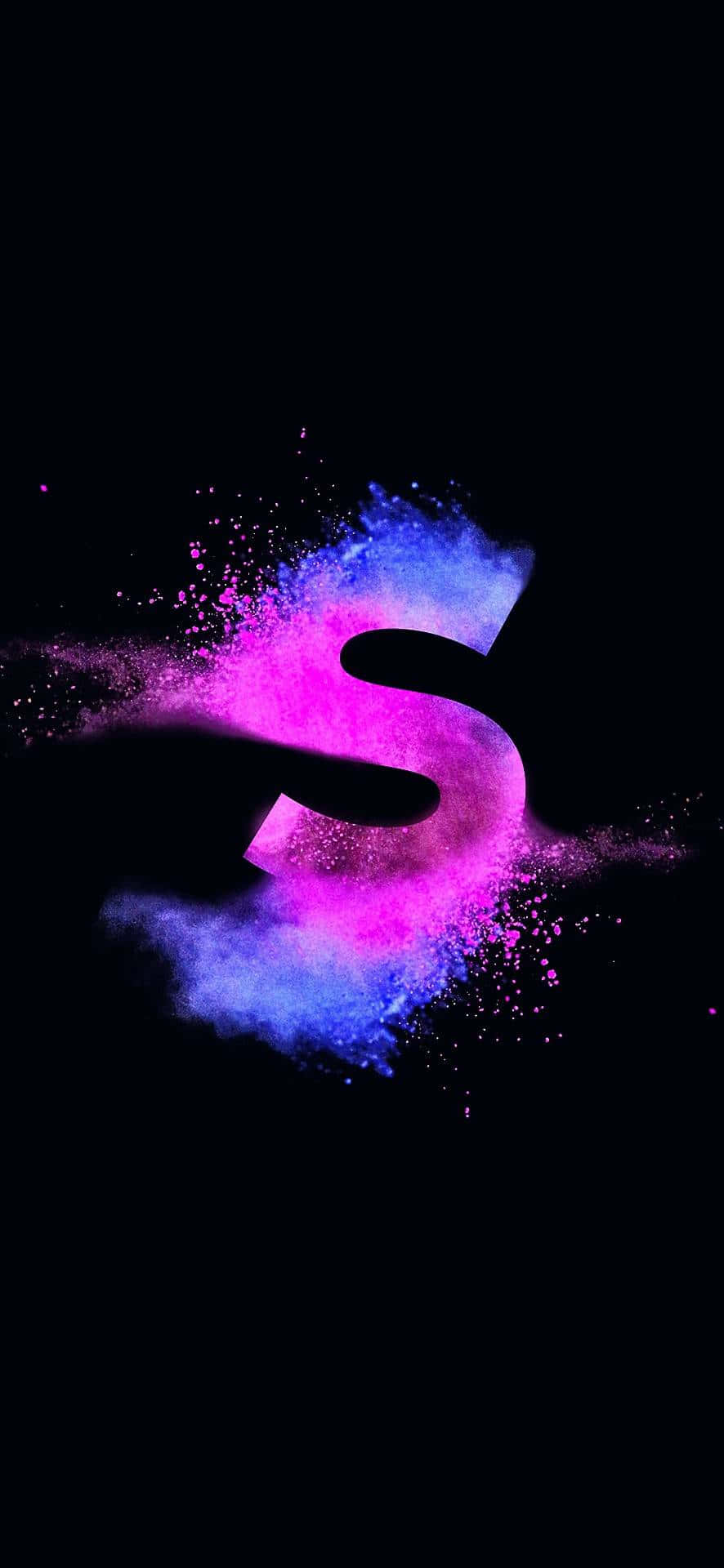 A Blue And Pink Letter S On A Black Background Wallpaper