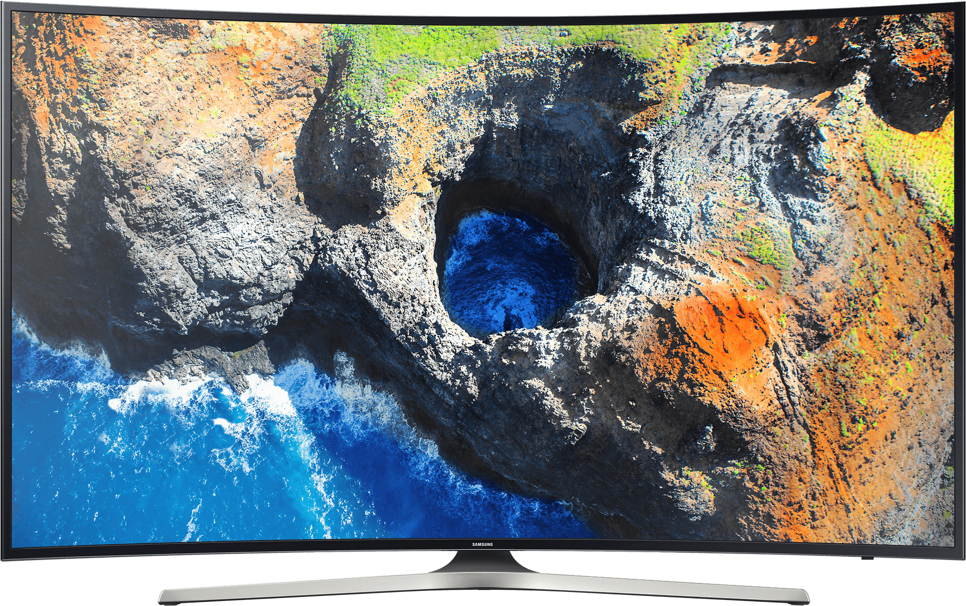 Samsung Curved Monitor Aerial Coastline View PNG