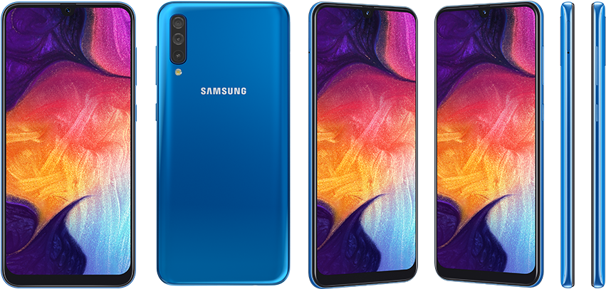 Samsung Galaxy A Series Smartphone Multiple Views PNG