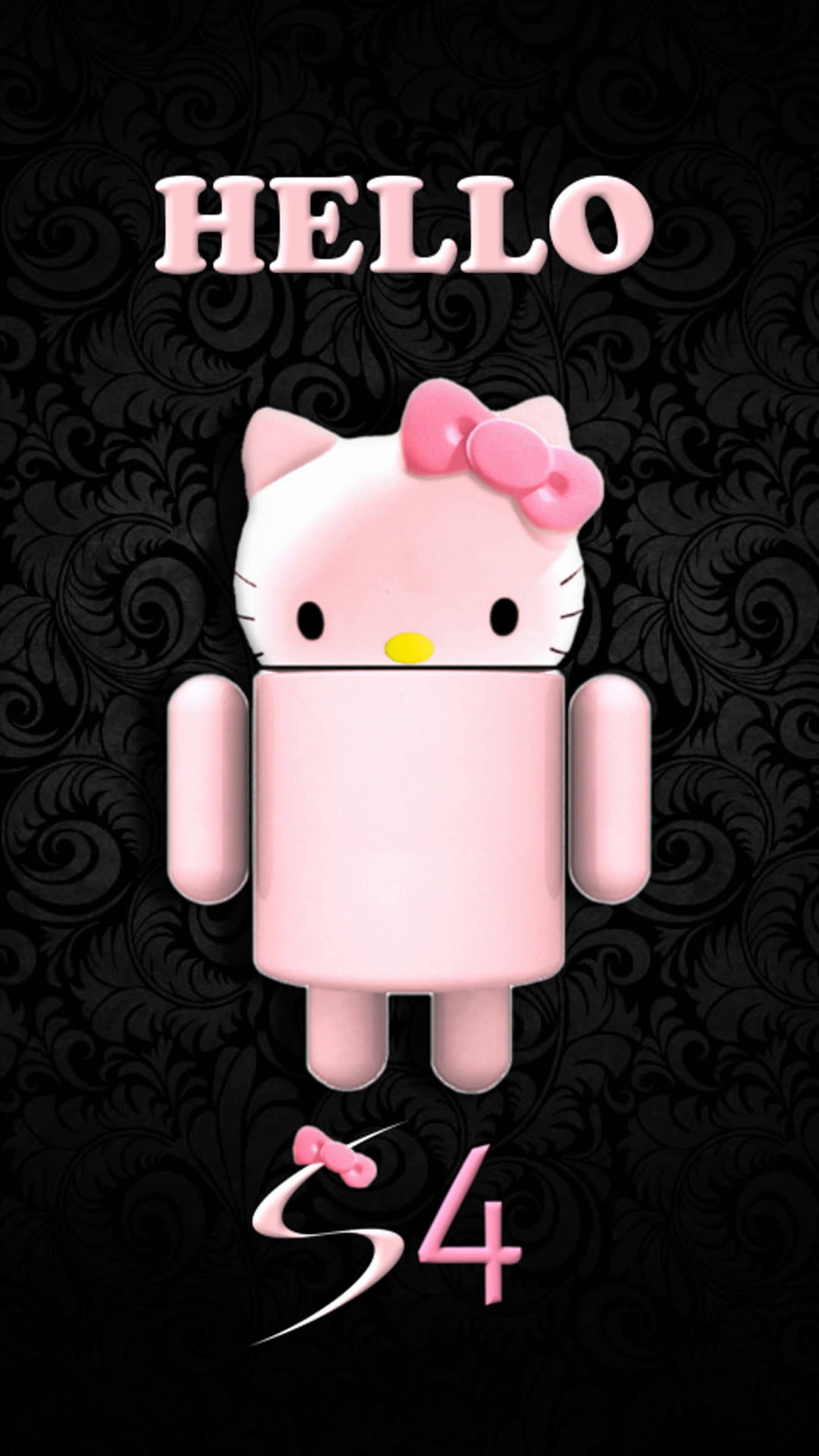 Samsunggalaxy S4 Svart Hello Kitty. Wallpaper