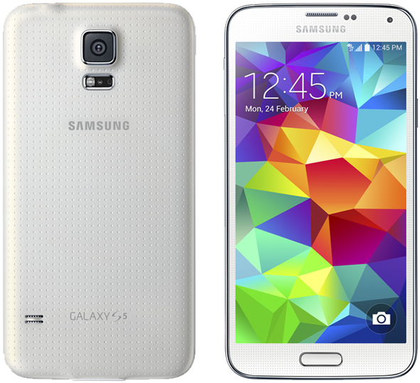 Samsung Galaxy S5 White Front Back PNG