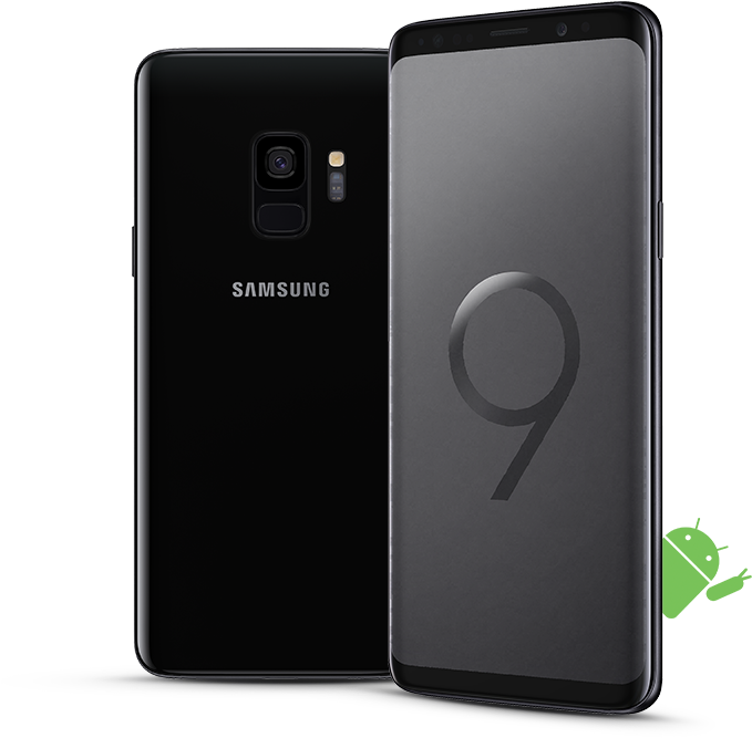 Samsung Galaxy S9 Black Front Back PNG
