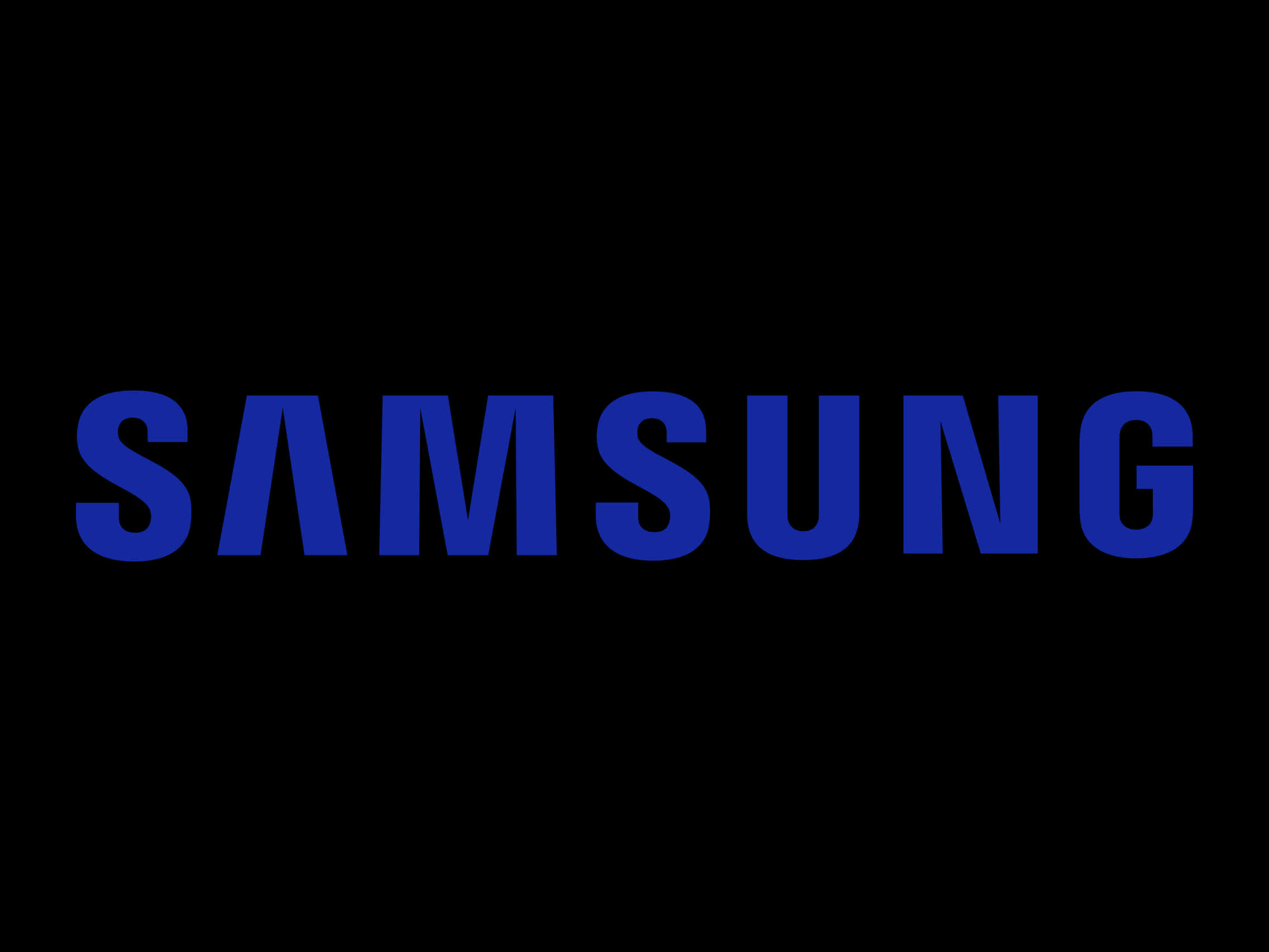 Samsung Logo Blueon Black Background PNG