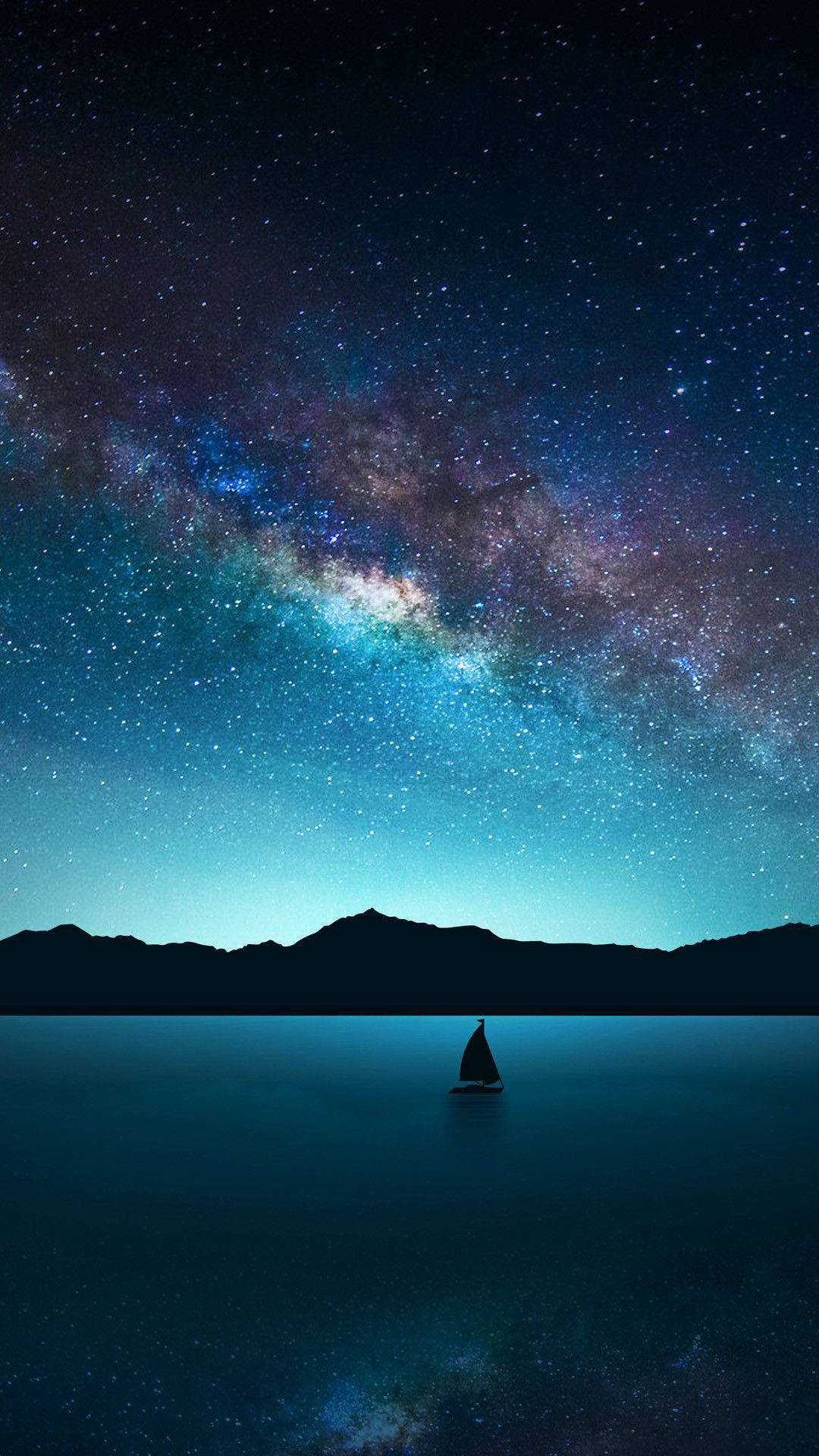 Samsung Mobile Ocean Night Sky Wallpaper