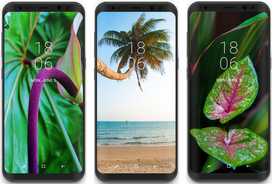 Samsung Phones Displaying Nature Wallpapers PNG