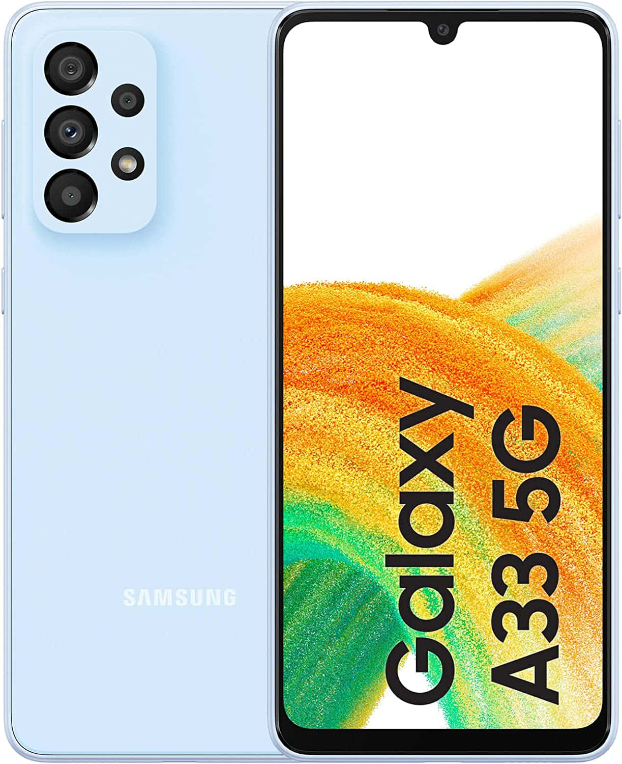 Imagende Un Teléfono Samsung Galaxy A33 5g En Color Azul.