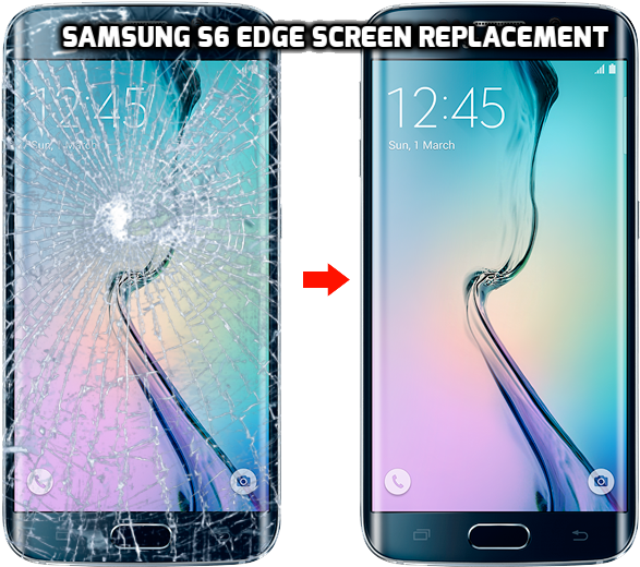 Samsung S6 Edge Screen Replacement Before After PNG