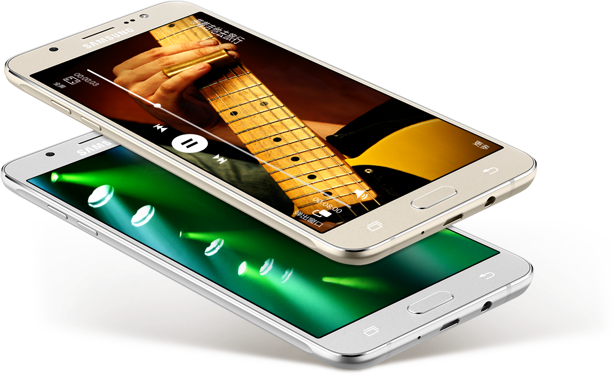 Samsung Smartphones Displaying Multimedia Content PNG