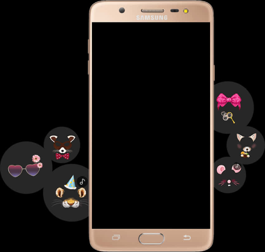 Samsung Smartphonewith Cute Icons PNG