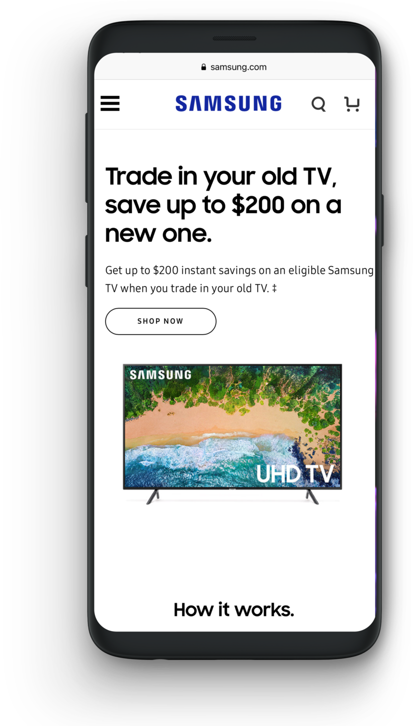 Samsung T V Trade In Deal Mobile Ad PNG