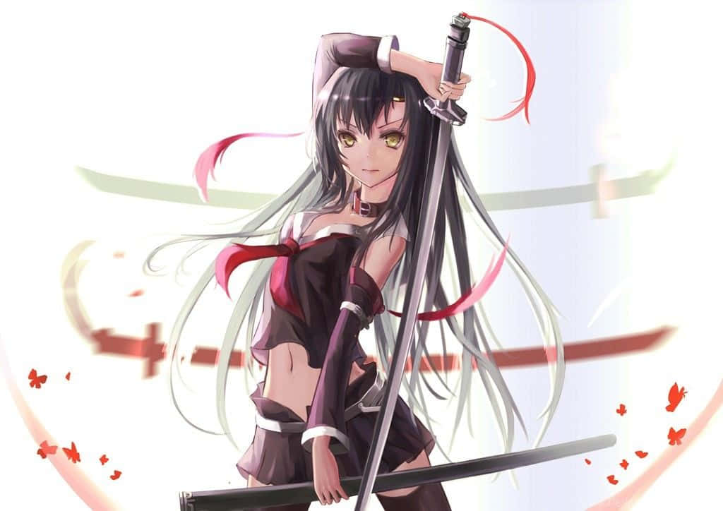 Samurai Anime Girl With Black Hair Wallpaper