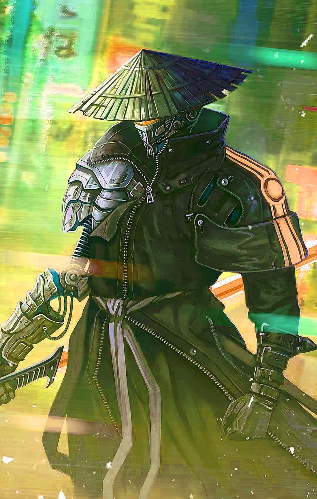 Samuraianime Japón Cyberpunk Ronin Fondo de pantalla