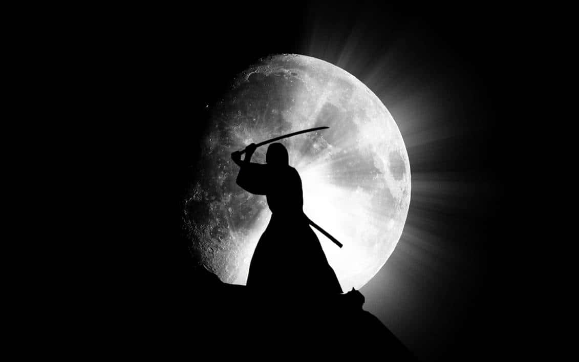 Samuraianime Silhouette Mond Wallpaper