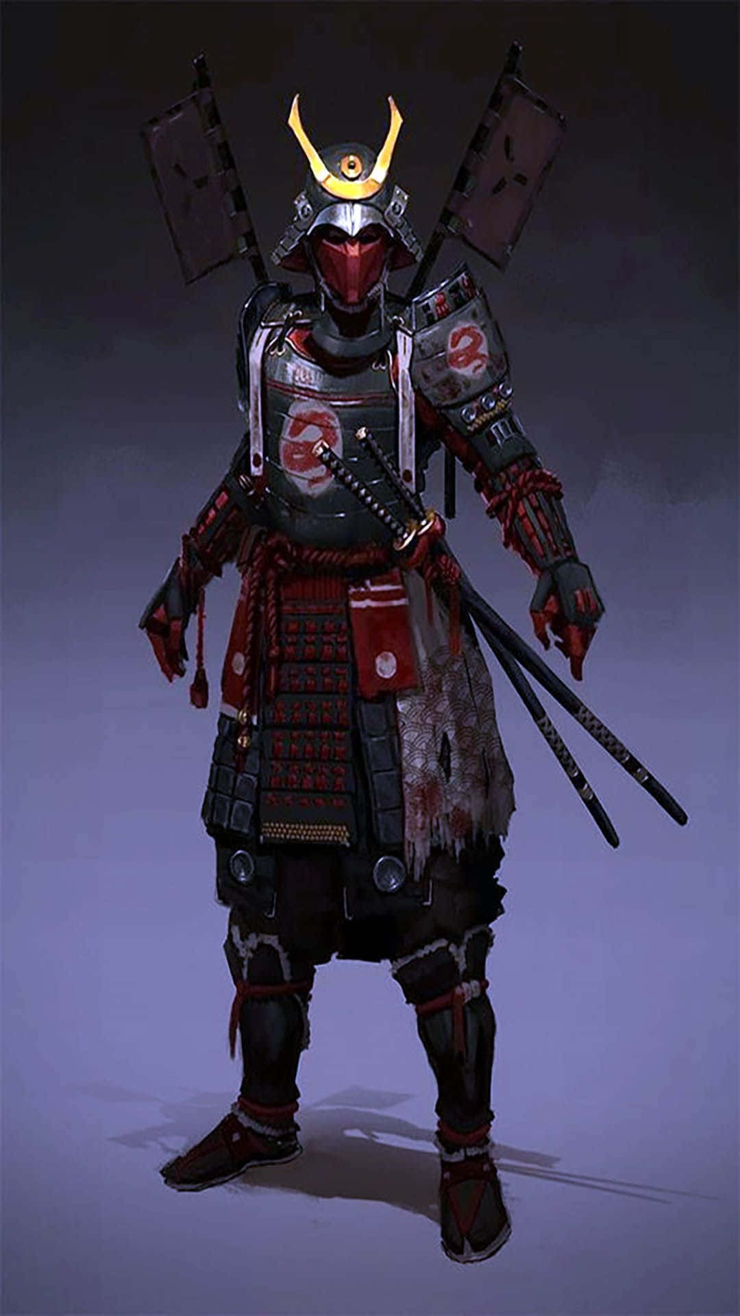 Traditional samurai armor displayed with katana Wallpaper