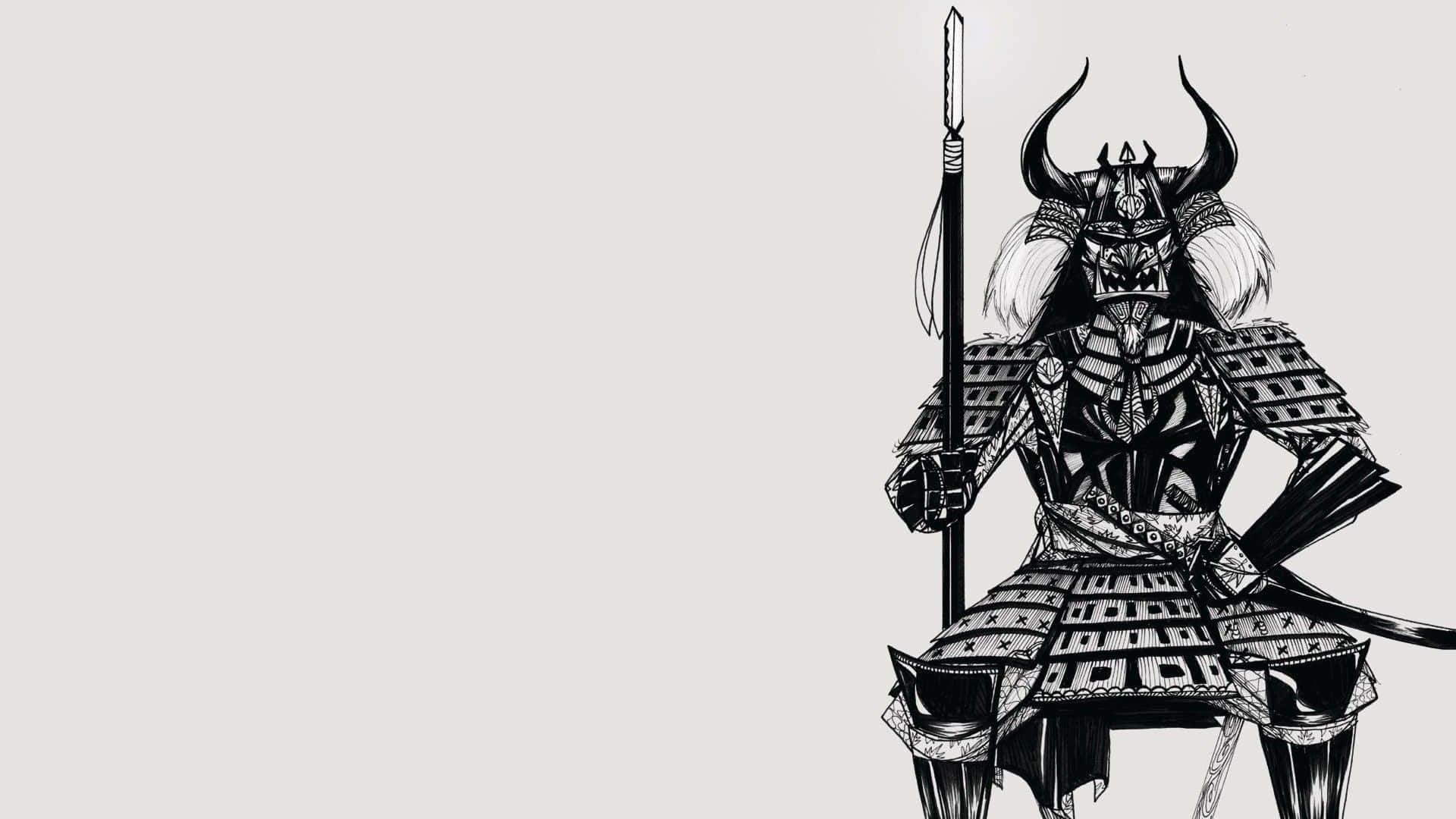 Majestic Samurai Armor Displayed on a Dark Background Wallpaper